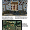 Find inspiration in "Designing & Hooking Primitive Rugs" by Schiffer Publishing, Ltd., with two folk art designs: a tan courthouse with “POWNALBOROUGH COURTHOUSE 1761” and a cozy house with “Home”—ideal for primitive rug hooking enthusiasts.