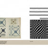 Frances L. Goodrich's Coverlet and Counterpane Drafts by Schiffer Publishing features two-page spreads of black-and-white geometric weaving patterns, photos of grid, checkerboard, curved designs, and captions for each textile sample.
